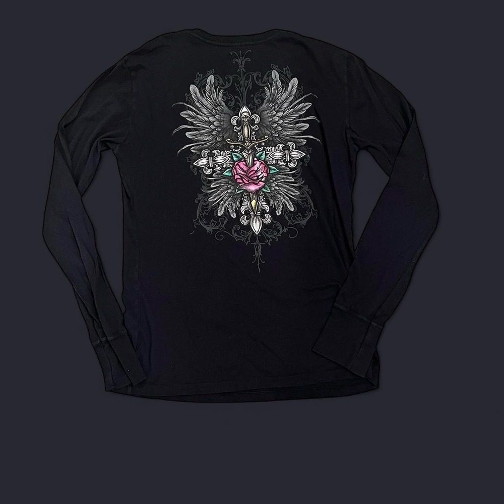 Y2K Women's Black Lightweight Long Sleeve Top Goth Punk Rock Skate Y2K Size XL - Picture 2 of 3